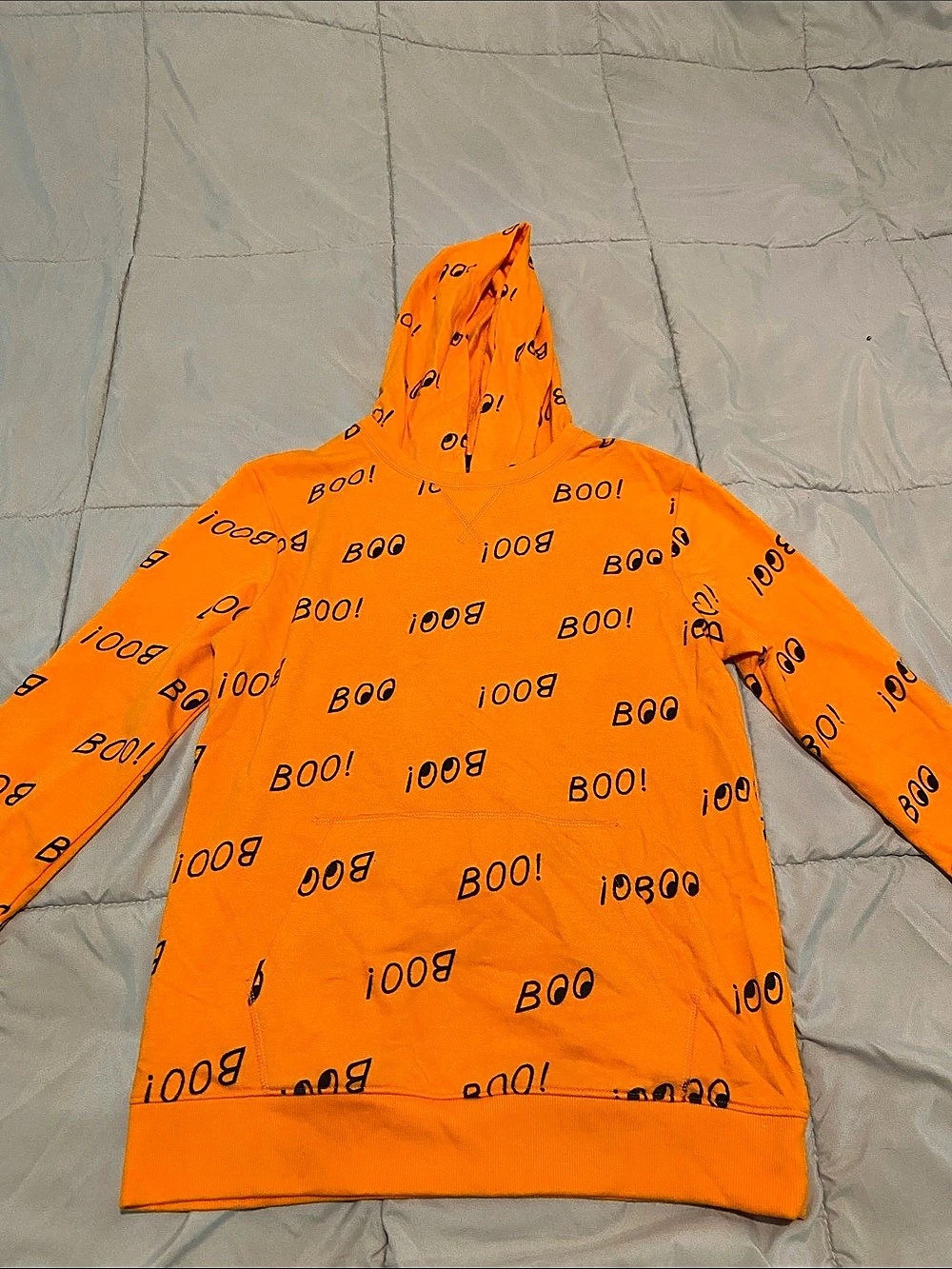 Cat & Jack Boo Print Pullover Hoodie Orange & Black Large